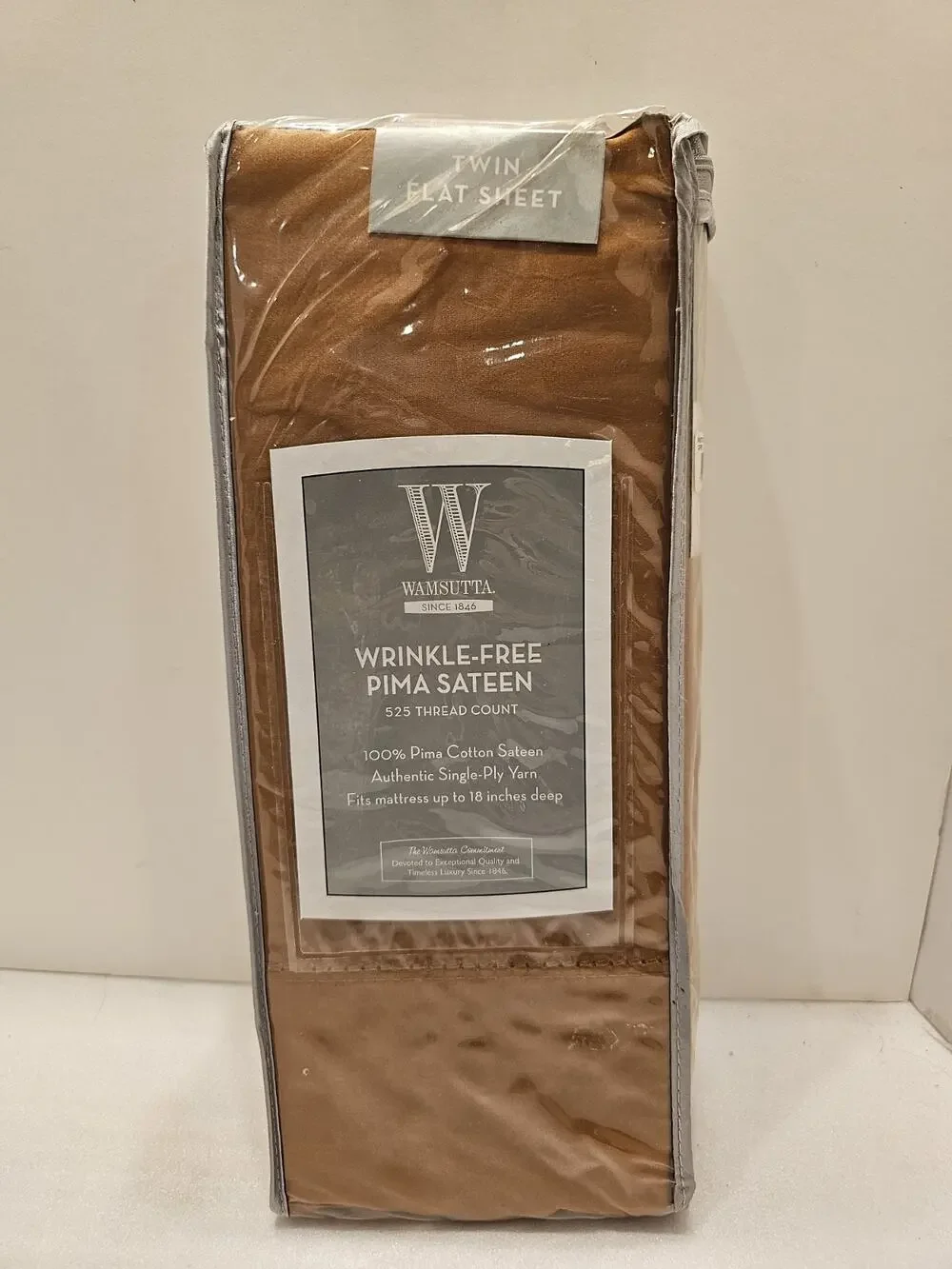 Wamsutta Wrinkle-Free Sateen 525 TC 100% Pima Cotton Twin Flat Sheet - Copper